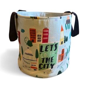 Anthropologie Lemon Ribbon Studio Storage Bin • “Let’s Go to the City” • 9x10